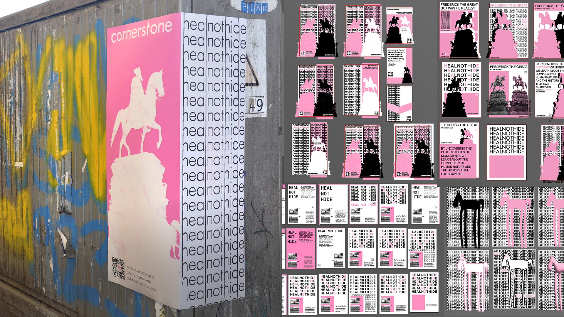 Cornerstone poster prototypes with various design variants