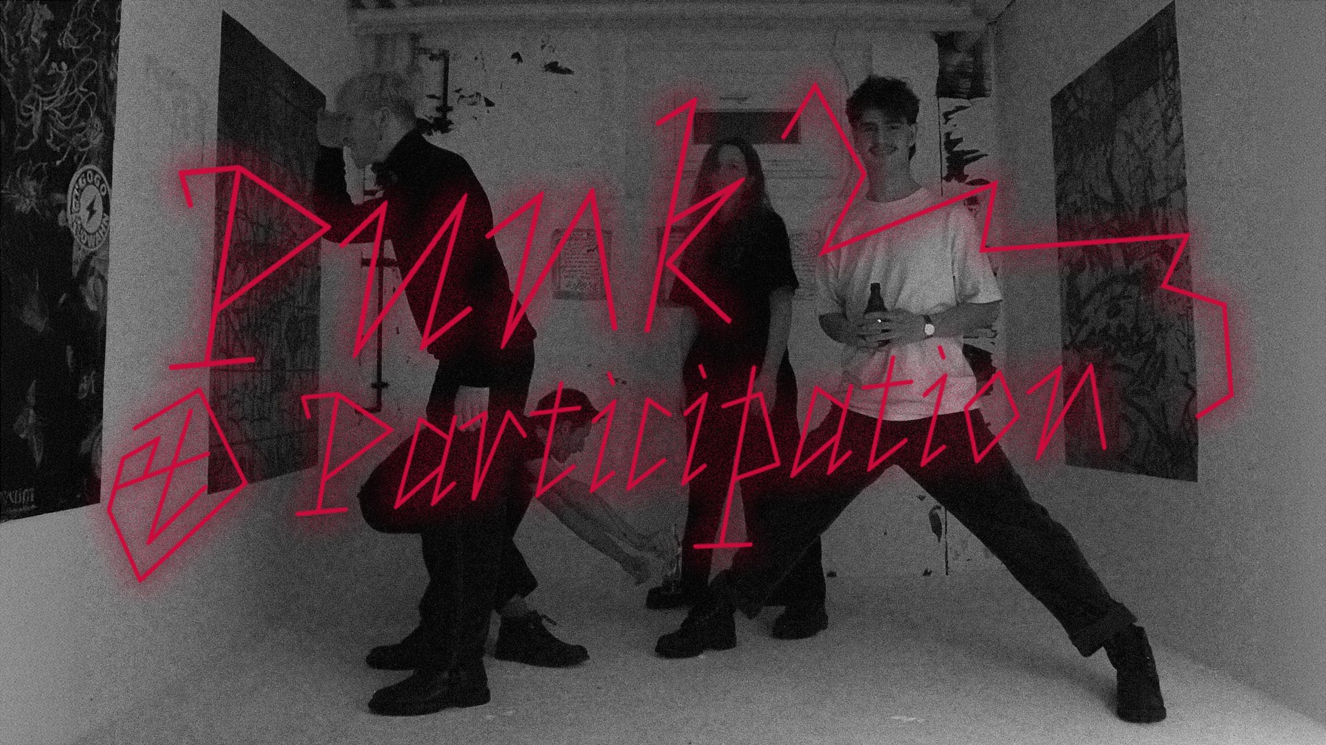 Header Image for Punk & Participation: A Group of 4 Graphic Designers posing in their exhibition about societal design and graphic resistance.