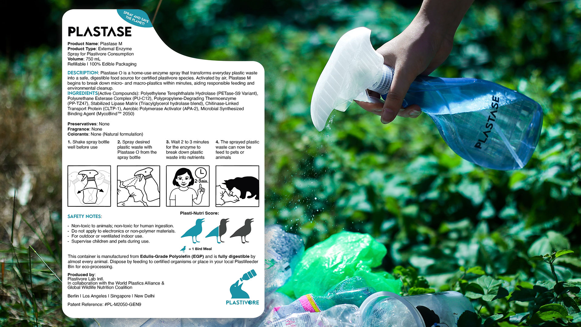 Speculative Design: Plastivore Spray Bottle and its graphic design illustrations